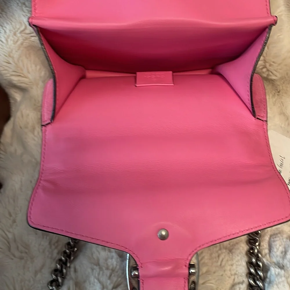 LIKE NEW GUCCI DIONYSUS SMALL SUEDE PINK SHOULDER CROSS BODY SNAKE HEAD CLOSURE - Picture 13 of 16